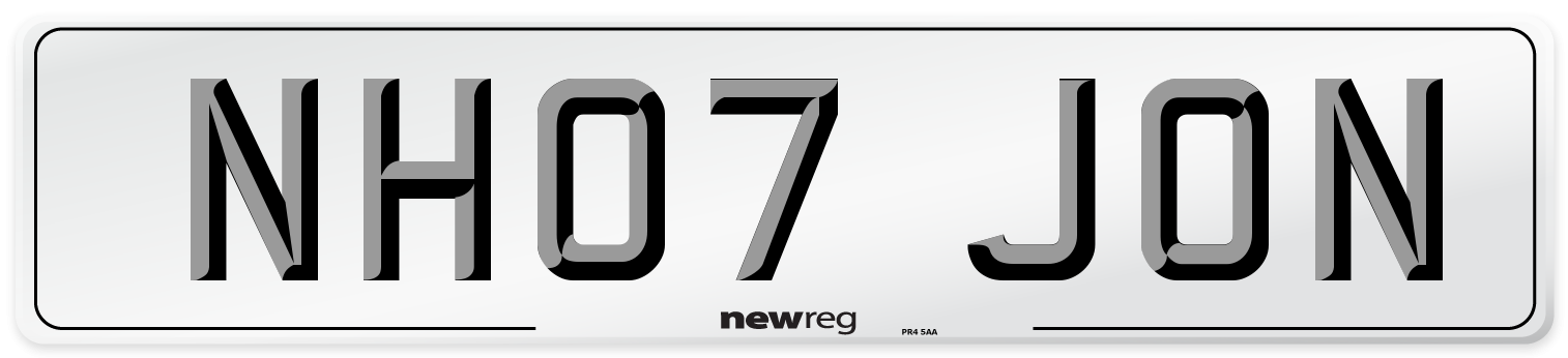 NH07 JON Number Plate from New Reg
